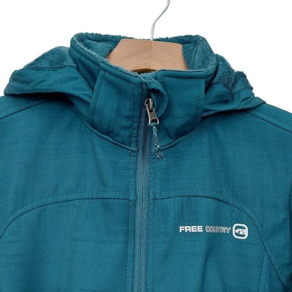 Free Country Softshell Hooded Jacket Womens Small Green Fleece Inside Full Zip - Picture 3 of 11
